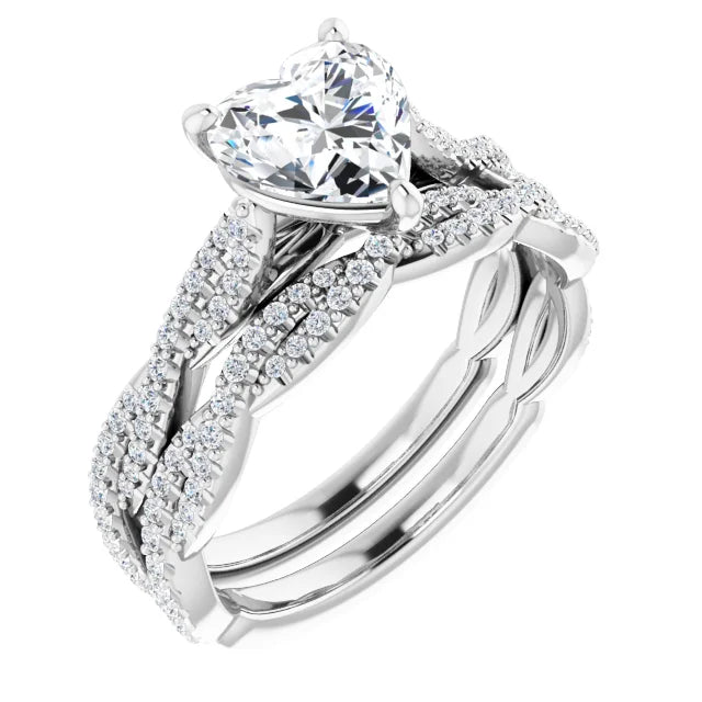 Heart White Gold Twist Style Engagement Ring