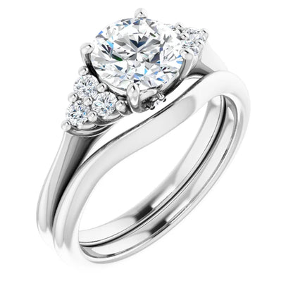 Round Brilliant White Gold Antique Inspired Design Engagement Ring