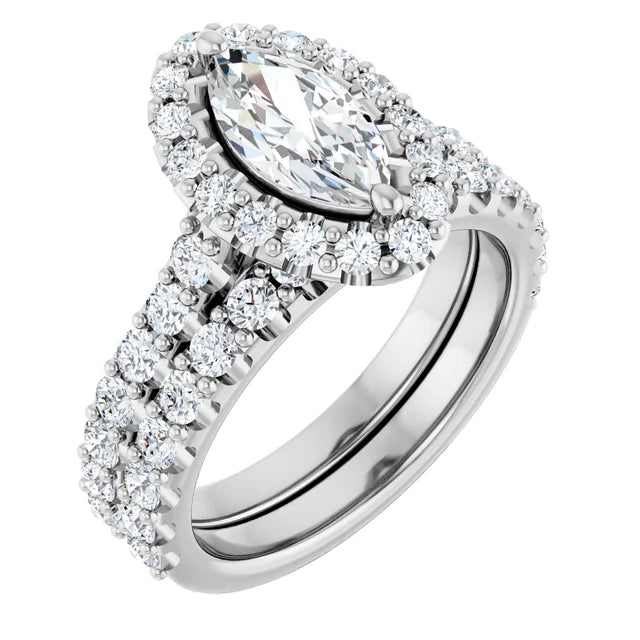Marquise Halo White Gold Style Engagement Ring