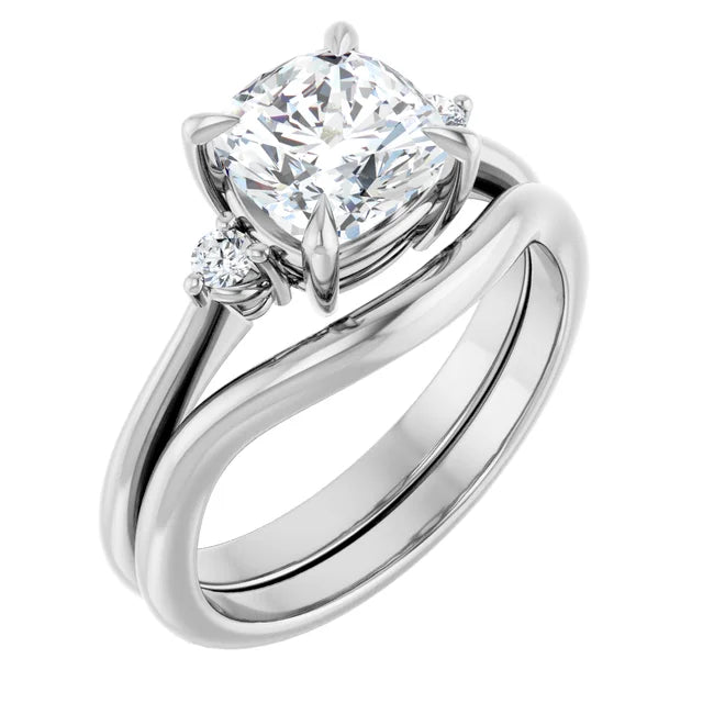 Cushion White Gold Accent Engagement Ring