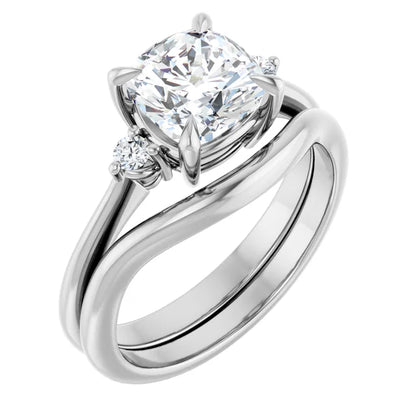 Cushion White Gold Accent Engagement Ring