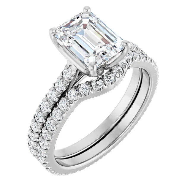 Emerald White Gold Claw Set Eternity Style Engagement Ring