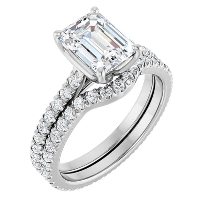 Emerald White Gold Claw Set Eternity Style Engagement Ring