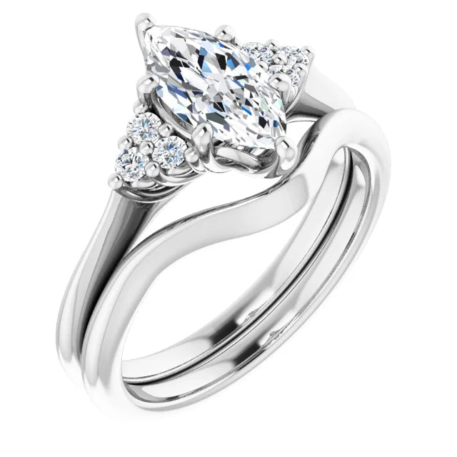Marquise White Gold Antique Inspired Design Engagement Ring