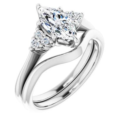 Marquise White Gold Antique Inspired Design Engagement Ring
