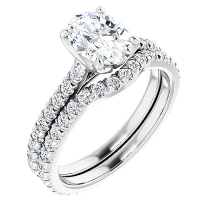 Oval White Gold Claw Set Eternity Style Engagement Ring
