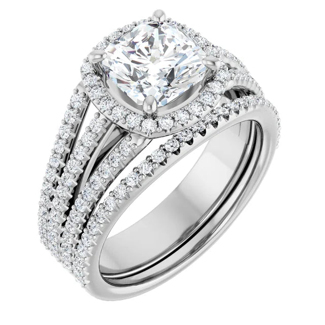 Cushion White Gold Halo Style Engagement Ring