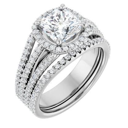 Cushion White Gold Halo Style Engagement Ring