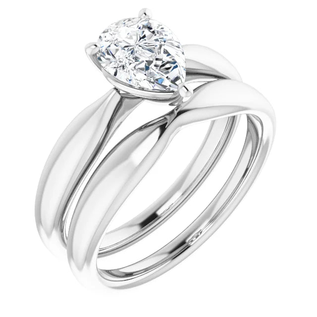 Pear White Gold Knife Edge Solitaire Engagement Ring