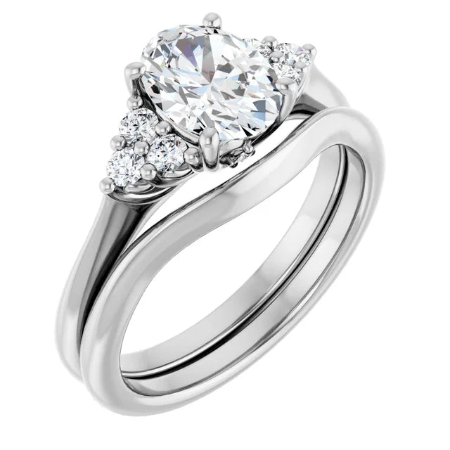 Oval White Gold Antique Inspired Design Engagement Ring