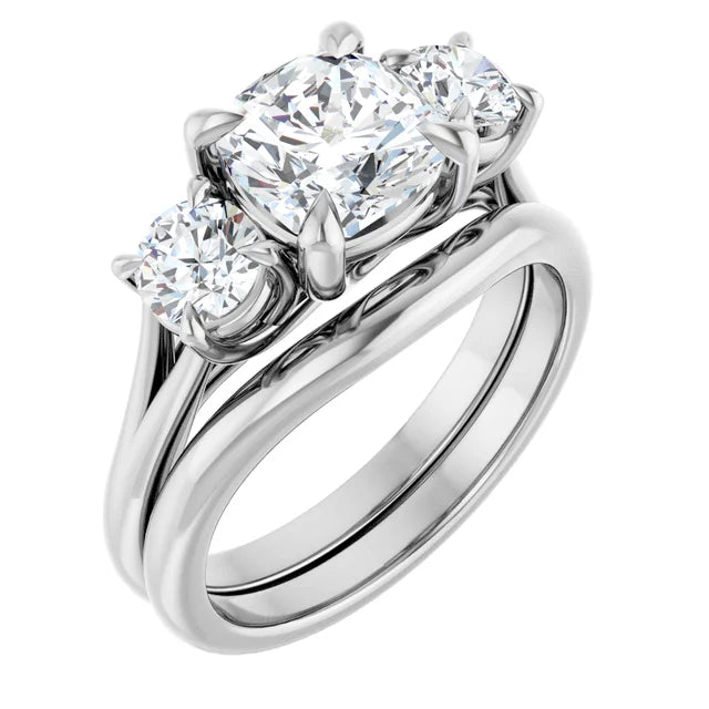Cushion White Gold Accent Engagement Ring