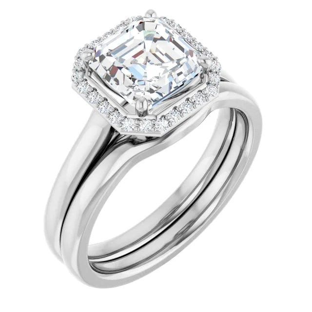 Asscher Halo Style Engagement Ring