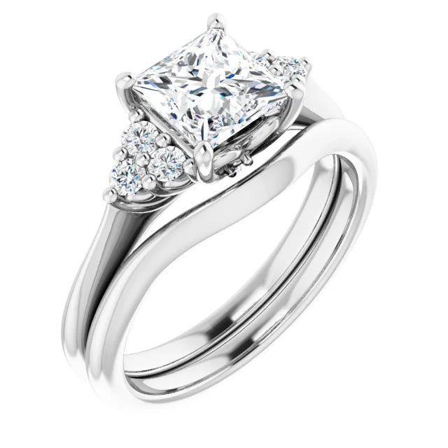 Princess White Gold Antique Inspired Design Engagement Ring