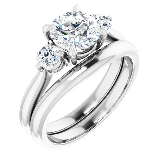 Round Brilliant White Gold Accent Engagement Ring
