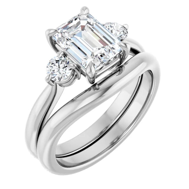 Emerald White Gold Accent Engagement Ring