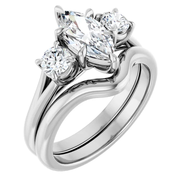 Marquise White Gold Accent Engagement Ring