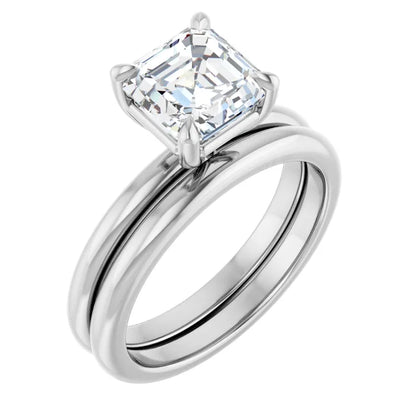 Asscher White Gold Solitaire Engagement Ring