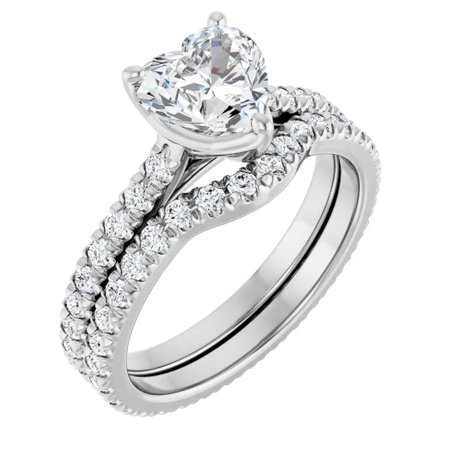 Heart White Gold Claw Set Eternity Style Engagement Ring