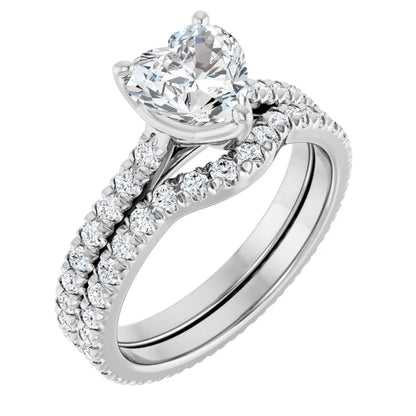 Heart White Gold Claw Set Eternity Style Engagement Ring