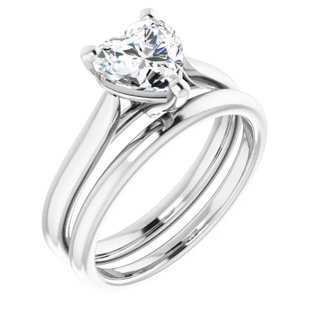 Three Claw White Gold Heart Solitaire Engagement Ring