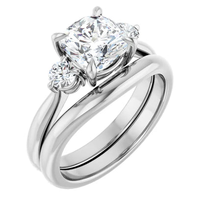 Cushion White Gold Accent Engagement Ring