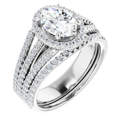 Oval White Gold Halo Style Engagement Ring