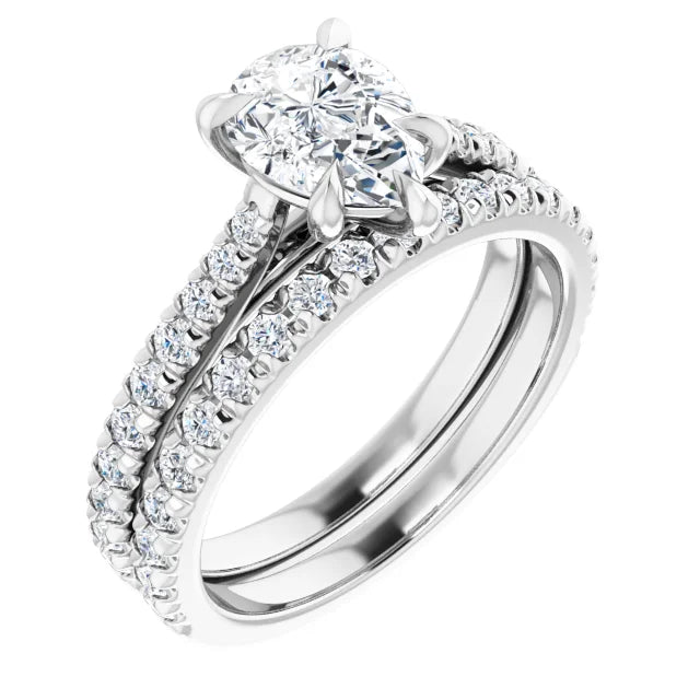 Pear White Gold Claw Set Style Engagement Ring