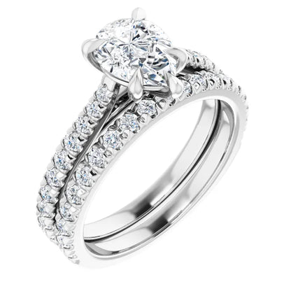 Pear White Gold Claw Set Style Engagement Ring