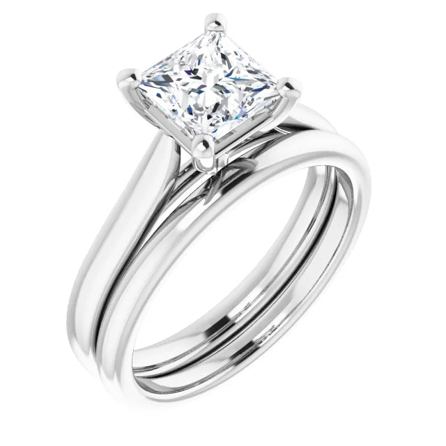 Four Claw White Gold Princess Solitaire Engagement Ring