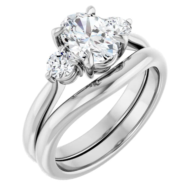 Oval White Gold Accent Engagement Ring