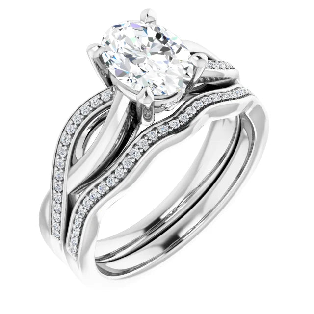 Oval White Gold Claw Set Twist Style Engagement Ring 