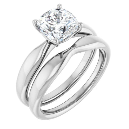 Cushion White Gold Knife Edge Solitaire Engagement Ring