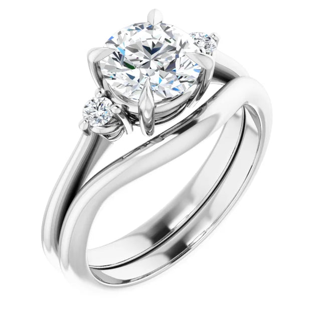 Round Brilliant White Gold Accent Engagement Ring
