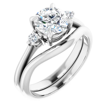 Round Brilliant White Gold Accent Engagement Ring