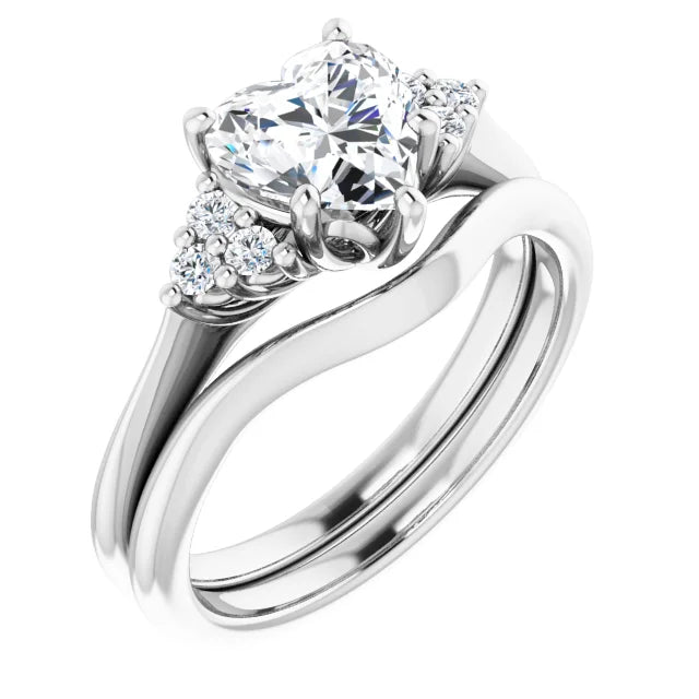 Heart White Gold Antique Inspired Design Engagement Ring