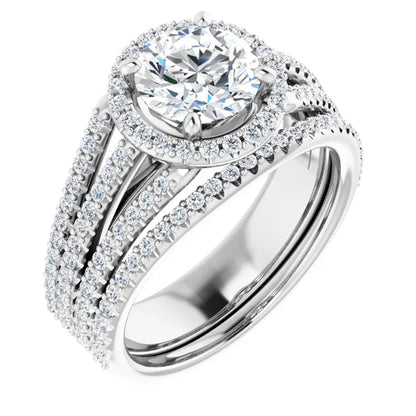 Round Brilliant White Gold Halo Style Engagement Ring