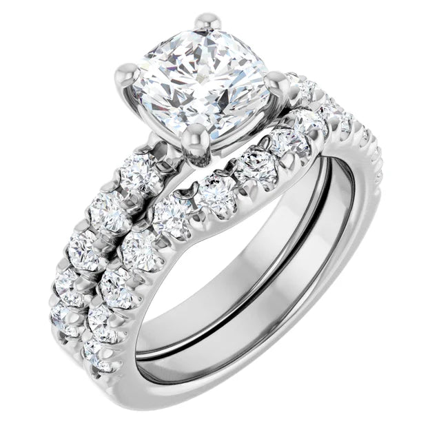 Cushion White Gold Four Claw Set Style Engagement Ring