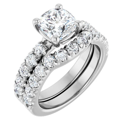Cushion White Gold Four Claw Set Style Engagement Ring