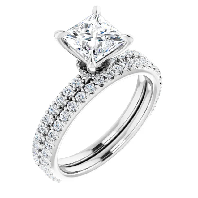 Princess White Gold Claw Set Style Engagement Ring 