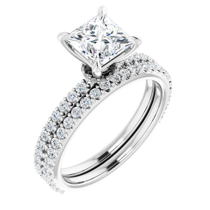 Princess White Gold Claw Set Style Engagement Ring 