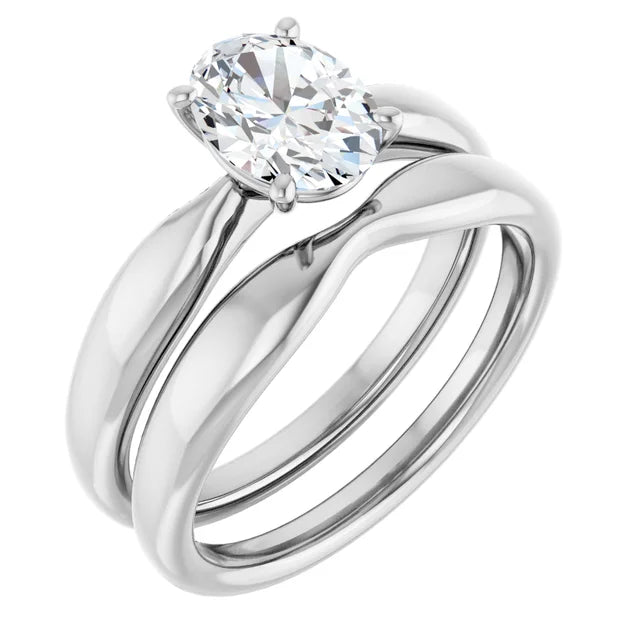 Oval White Gold Knife Edge Solitaire Engagement Ring
