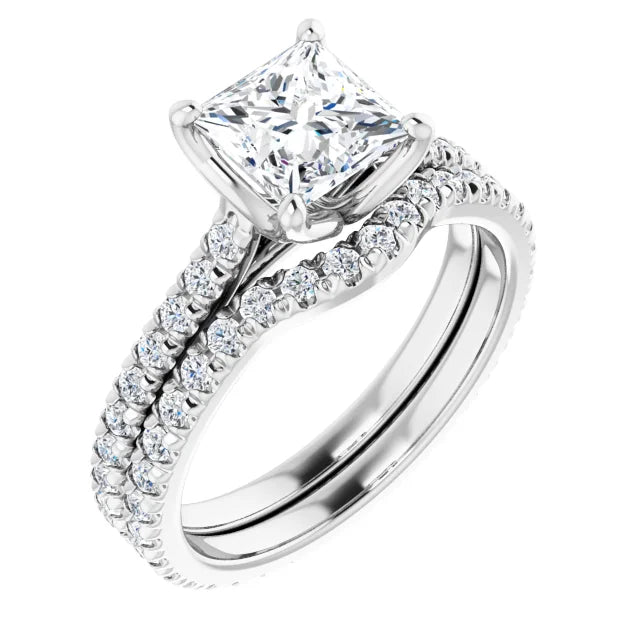 Princess White Gold Claw Set Eternity Style Engagement Ring