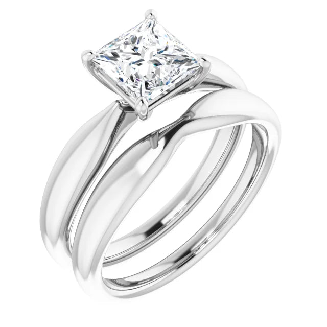 Princess White Gold Knife Edge Solitaire Engagement Ring