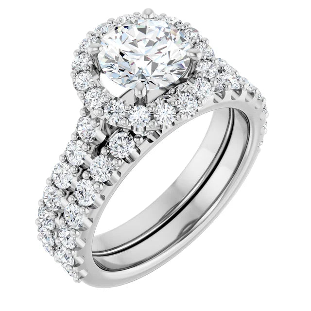 Round Brilliant Halo White Gold Style Engagement Ring