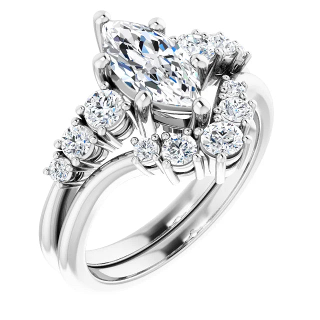 Marquise White Gold Multi Stone Accent Style Engagement Ring