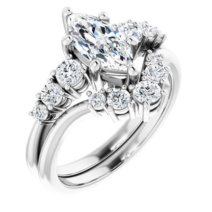 Marquise White Gold Multi Stone Accent Style Engagement Ring