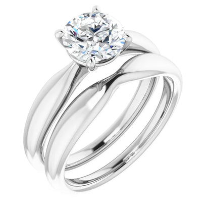 Round Brilliant White Gold Knife Edge Solitaire Engagement Ring