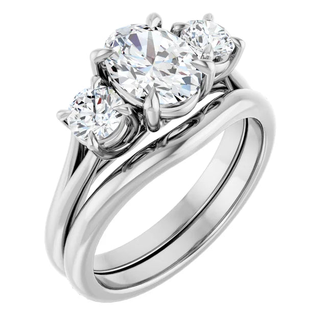 Oval White Gold Accent Engagement Ring