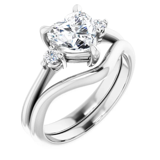Heart White Gold Accent Engagement Ring