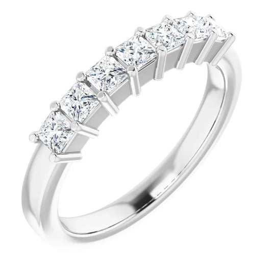 Seven Stone Princess Cut Lab Diamond Anniversary Band